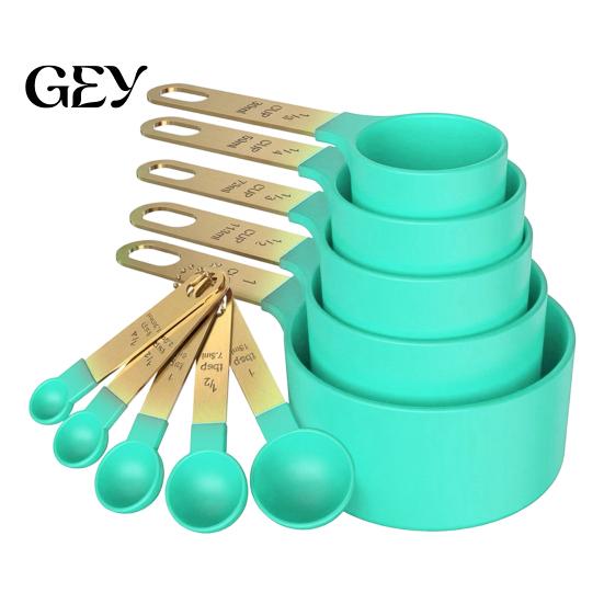 Kitchen Measurement Set 10Pcs Measuring Cups And Spoons Set, Stainless Steel for Dry Liquid Ingredients, Nesting Baking Tools, Gadgets Wet Ingredient