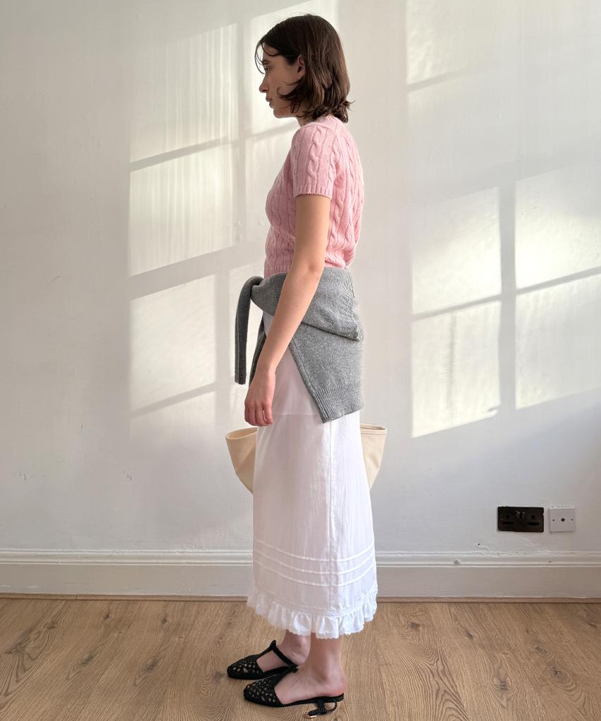 Sinun Pintuck Long Skirt (White)