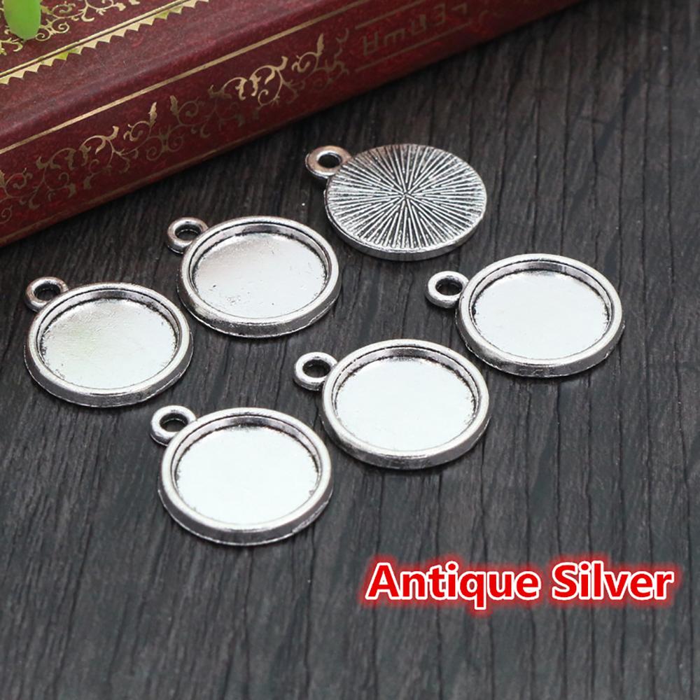 8mm 10mm 12mm Inner Size Classic 7 Color Plated One Sided Single Hanging Simple Style Cabochon Base Setting Pendant