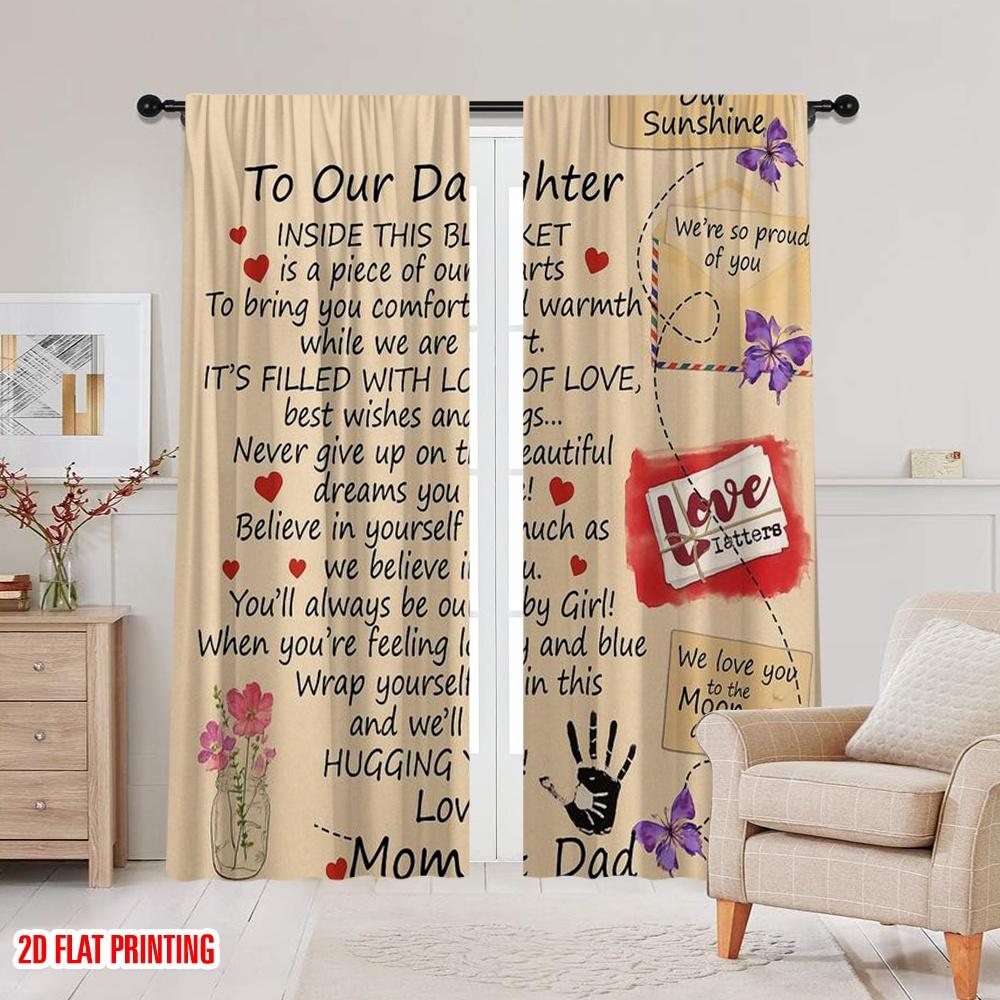 2pcs,2D Plane Printing Creative Curtains Love Letter Quilt Polyester Easy Install (without Rod) Art Deco Festive Perfect for