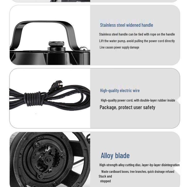 220V Kupfer Klärgruben-Schneidpumpe für Toiletten, Abwasser, Schlamm und Wasser - Ideal für den Hausgebrauch und die Landwirtschaft