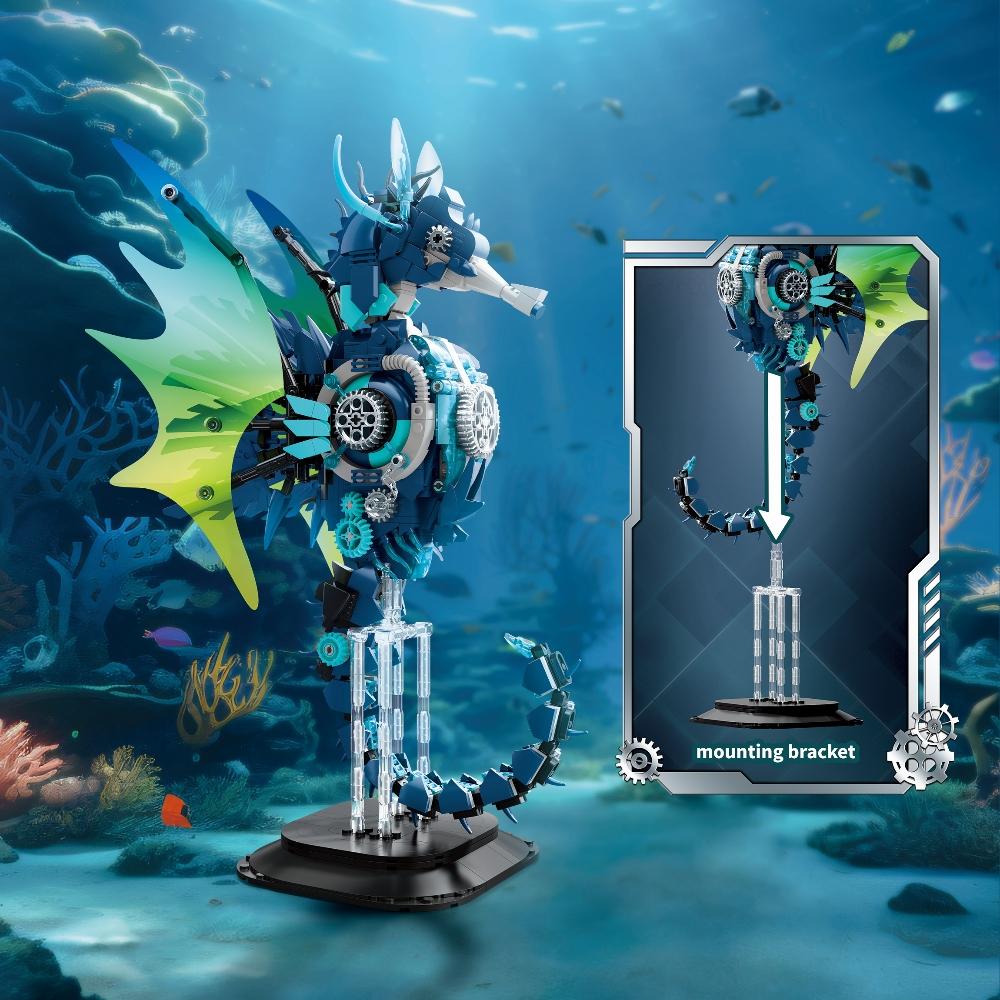 Non-Toxic Moc Mechanical Seahorse Building Blocks Set Ocean Animal Models Diy Assembly Bricks Model Birthday Halloween Christmas Gifts