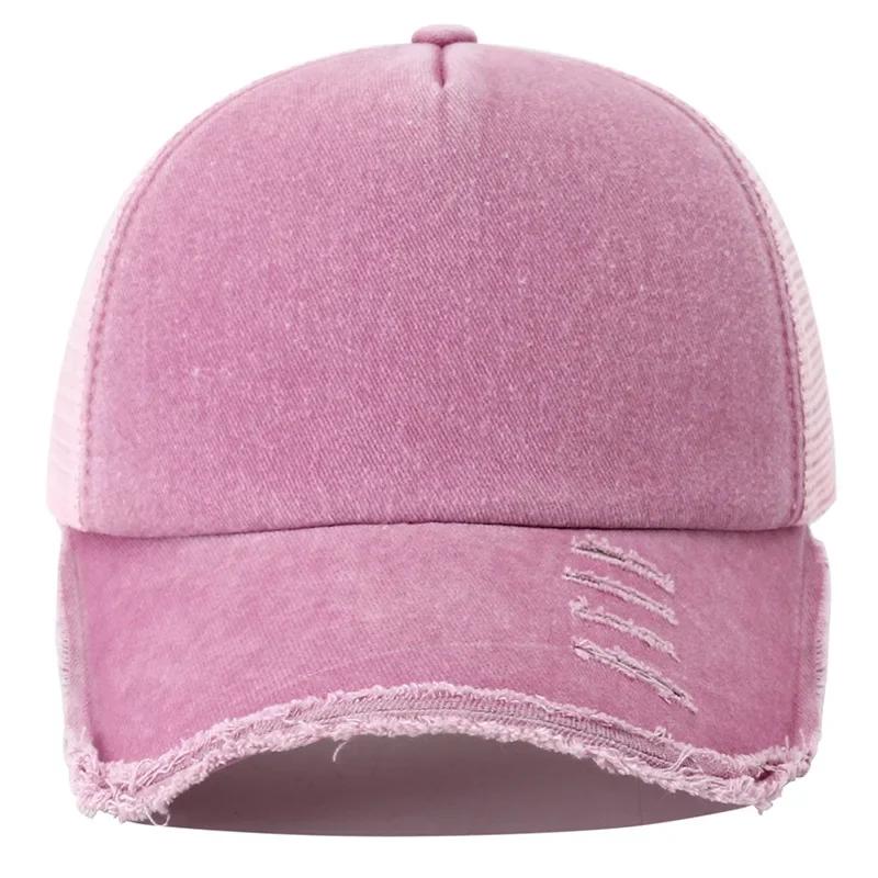 2024 New Summer Women's Black White Pink 5 Panel Baseball Cap with Breathable Mesh Trucker Snapback Hats for Men Women Gorros