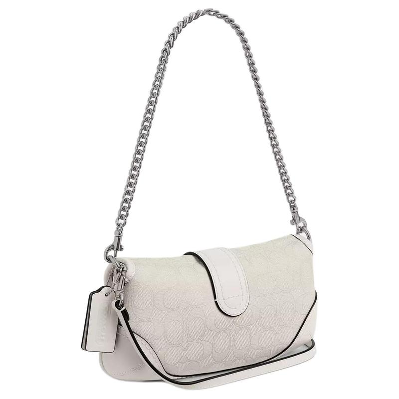 COACH Soho flap 25 classic presbyopic chain shoulder strap coated canvas and cowhide shoulder bag medium women's white
