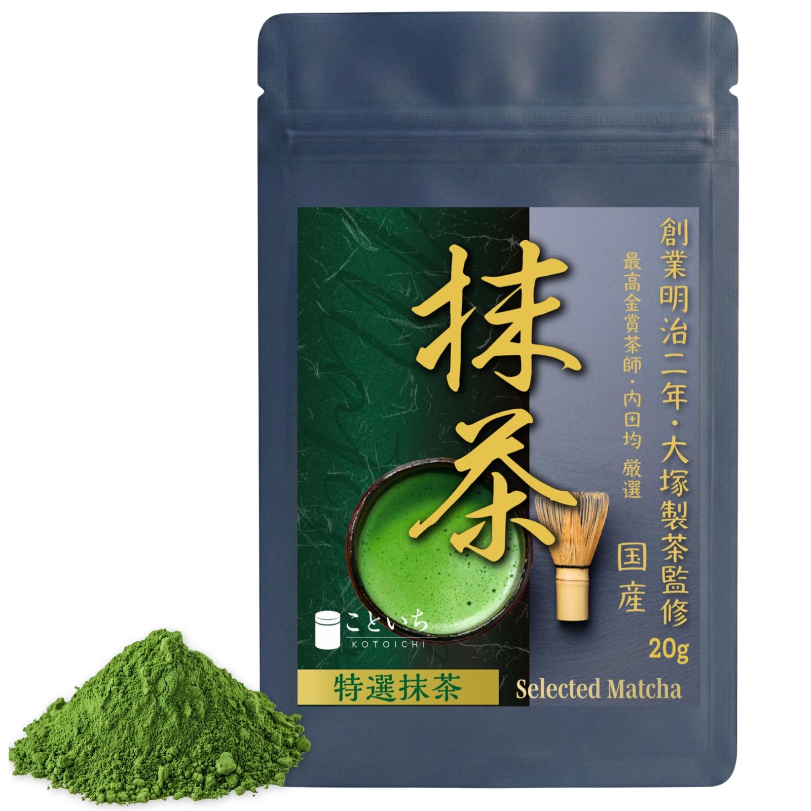 Kotoichi Premium Matcha 20g by Otsuka Made in Tea Master Powdered Matcha for Matcha Latte and (Supervised Seicha, Japan, Supervised, Baking)