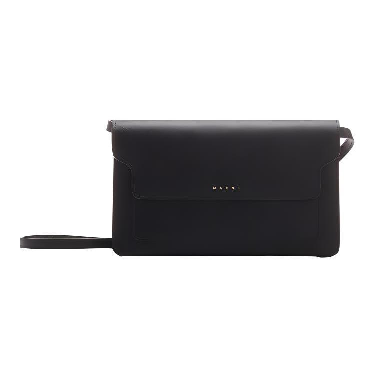 

New MARNI Saffiano Calfskin Shoulder Bag Makeup Bag Women s Black PHMO0022U0-LV520-Z360N 23.1*2.5*13.5CM