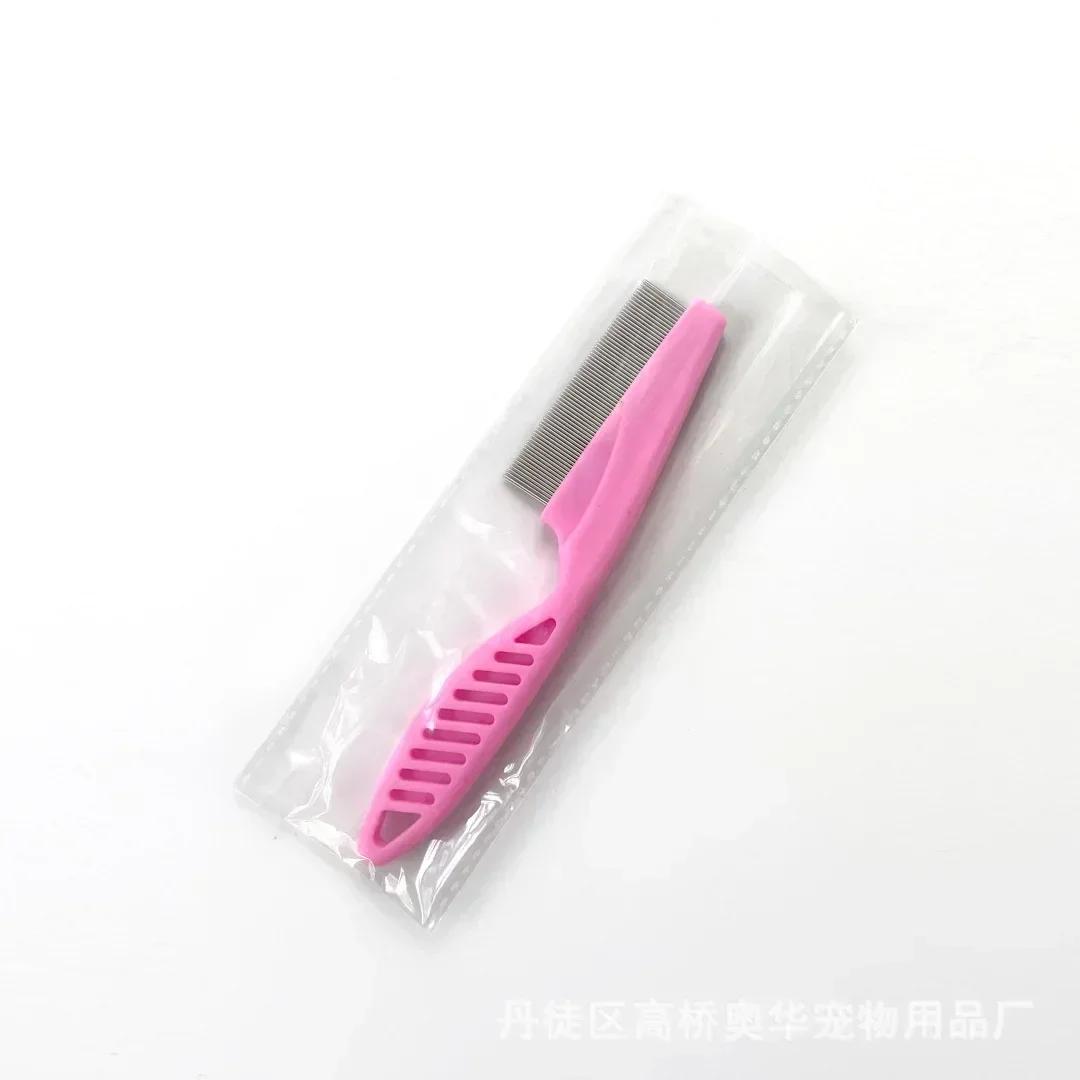 

Stainless Steel Pet Flea Comb for Cats and Dogs Professional Grooming Brush with Fine Teeth for Effective Flea Removal L 18.5CM рожевий