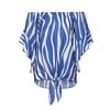 Women Striped Off Shoulder Waist Tie Blouse Short Sleeve Casual T Shirts Tops