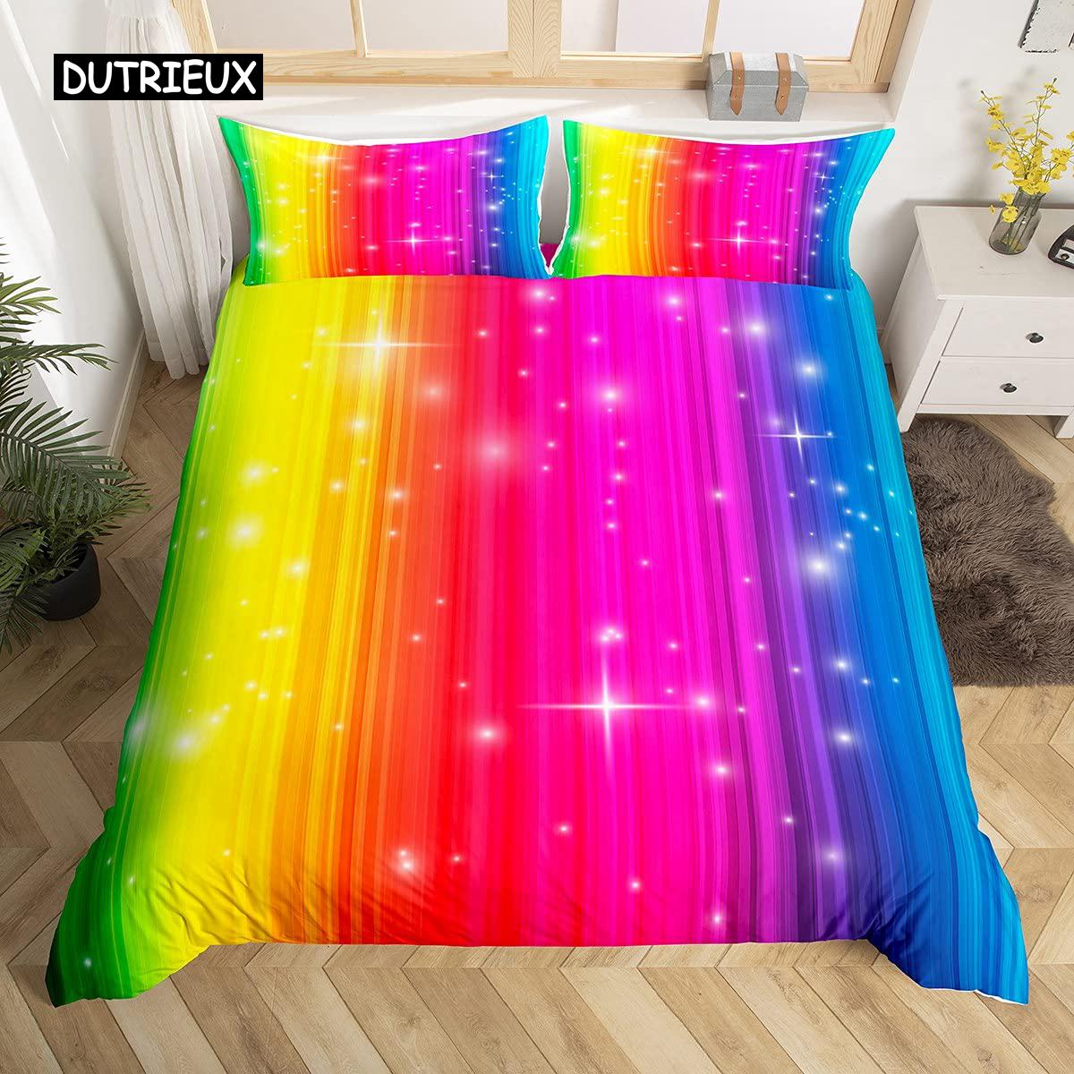 

Комплект постельного белья Abstract Rainbow Colorful Queen King Single Duvet Cover Dream Polyester Sofar Covers Pillowcase Soft Bedwear EU King(240x220cm)