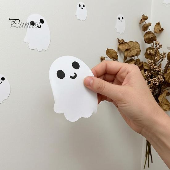 Decorative Glass Film for Home Halloween Glow-in-the-Dark Wall Stickers, Cute Cartoon Pumpkin Ghost Decals, Waterproof PVC Window Clings Removable Art