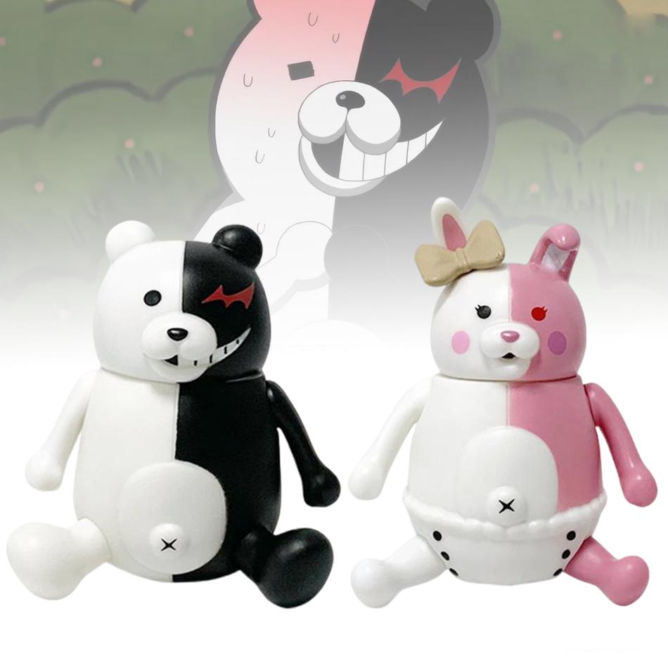 Winter New Arrival: Chibi Bear Figurines 2-Piece Set (Black & Pink) - Cute Desktop Decor Kids Christmas Gift In Stock