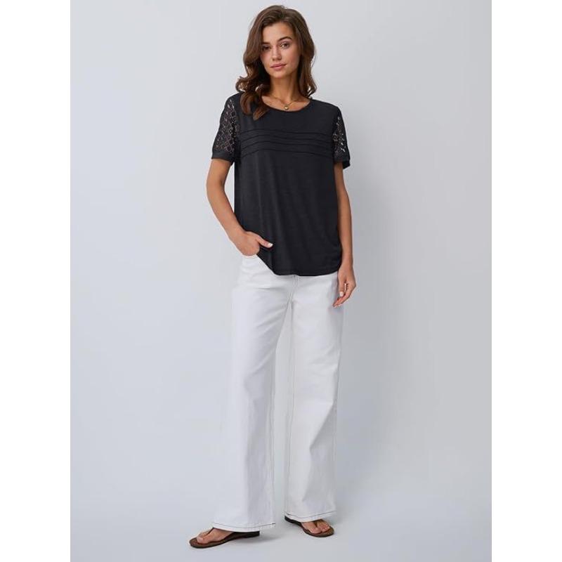 JKASHDK Moda damska Casual Lato Wiosna Jednolity kolor Drukuj Bluzki i koszule z krótkim rękawem i dekoltem w kształcie litery O