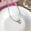 Acrylic Heart Beaded Necklaces Heart Pendant Choker  Beads Chokers Party Accessories Gift for Women Girlfriends
