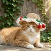 Adjustable Pet Sun Hat Lace Decor Dog Sun Protection Cap Fashion Cat Sunshade Hat  Walking Hiking