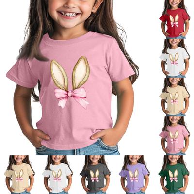 Children's Tops Boys Girls Easter Print Short-sleeved T-shirt Tops Bottoming Shirt