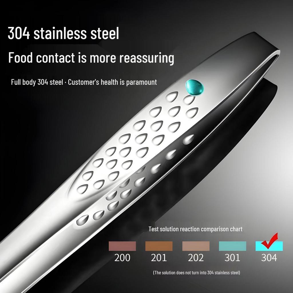 304 Stainless Steel Korean BBQ and Kitchen Tongs for Steak, Buffet, and Strawberry Preparation