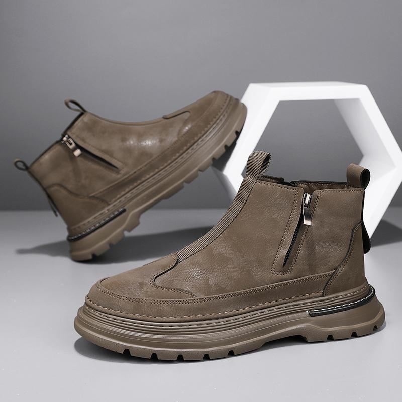 FashionAntumn British Style Chelsea Boots Men Mid Calf Dress Shoes Business Formal Ankle Boots Winter Bota Masculina Split Leather Shoe