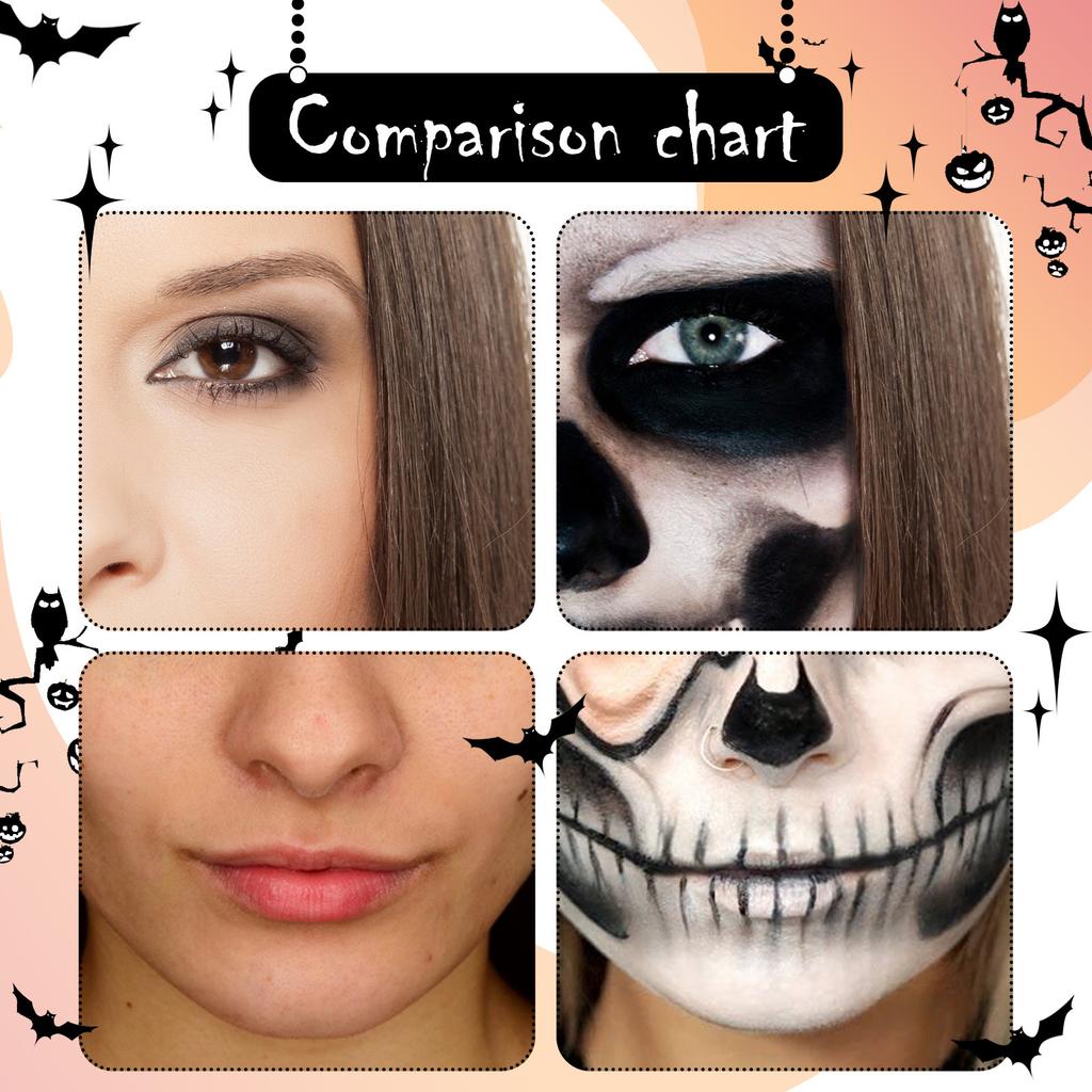 EELHOE Halloween pittura corporea bianca e nera pittura corporea trucco viso vampiro zombie teschio vernice