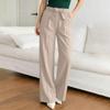 Women's Straight Leg Casual Pants with Slant Pockets and Waist