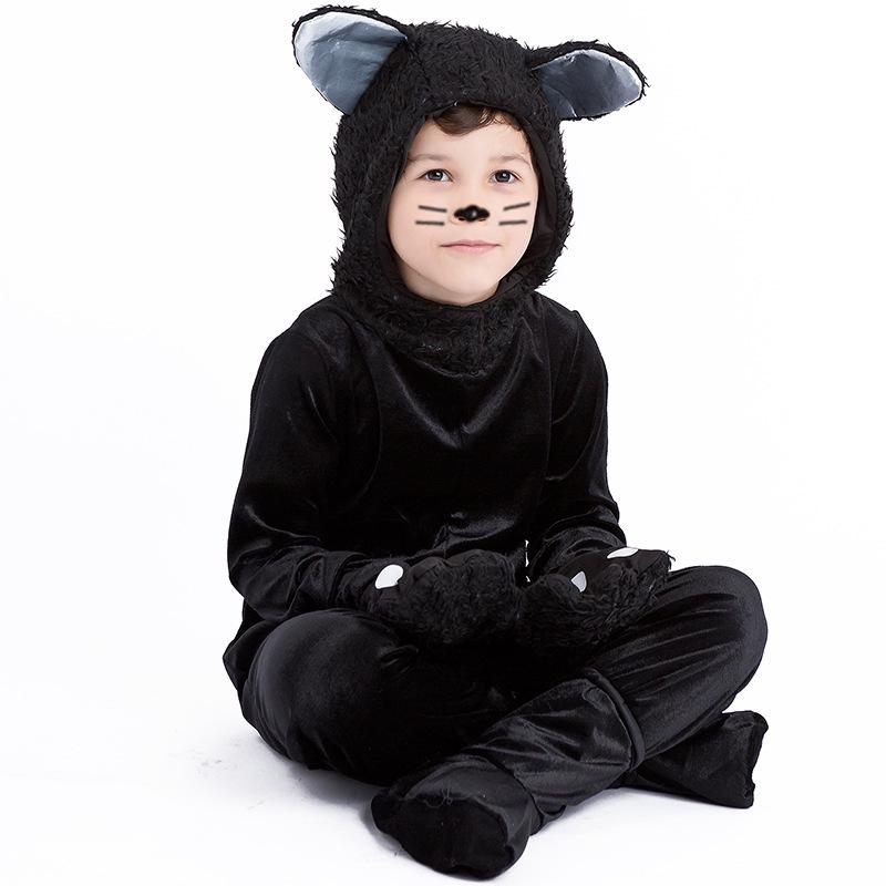 Kostým pro chlapce Pinse Halloween Černá kočka Maškarní - Dětský výkonnostní Cosplay outfit