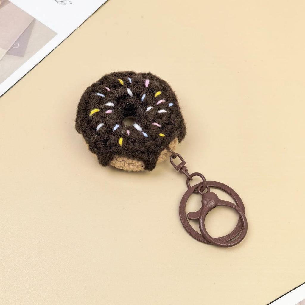 Creative Handmade Crochet Donut Keychain Pendant for Kids