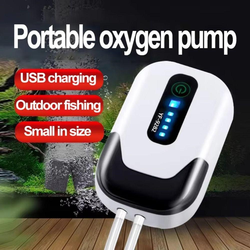 1/2 Hole Aquarium Oxygen Air Pump Ultra Silent Low Noise Fish Air Pump Water Proof with Lithium Battery Fish Tank Oxygen Pump