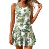 Women Sleeveless Floral Print Mini Dress Casual Loose Fit Crew Neck Soft Fabric Lightweight Summer Dress