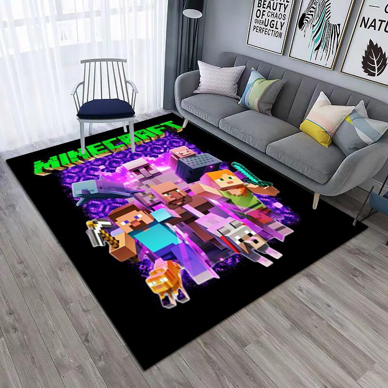 Classic Sandbox Xbox Game Minecraft Carpet Carpet Home Living Room Decoration Table and Chairs Anti Slip Door Mat Outdoor Picnic Mat Carpet A10