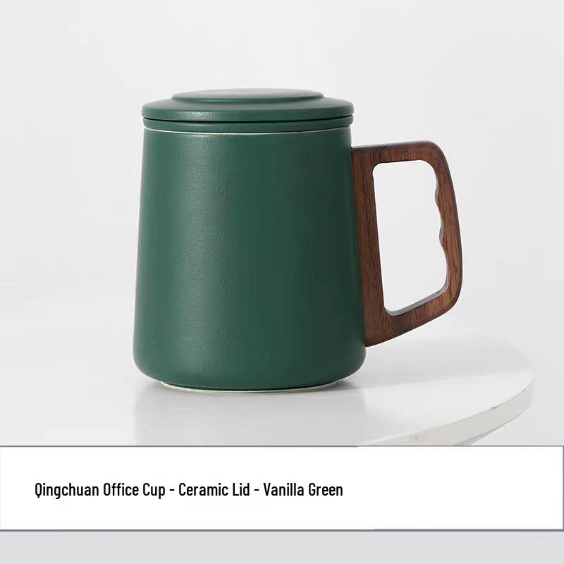 Geometric Ceramic Tea Brewing Cup with Lid and Filter