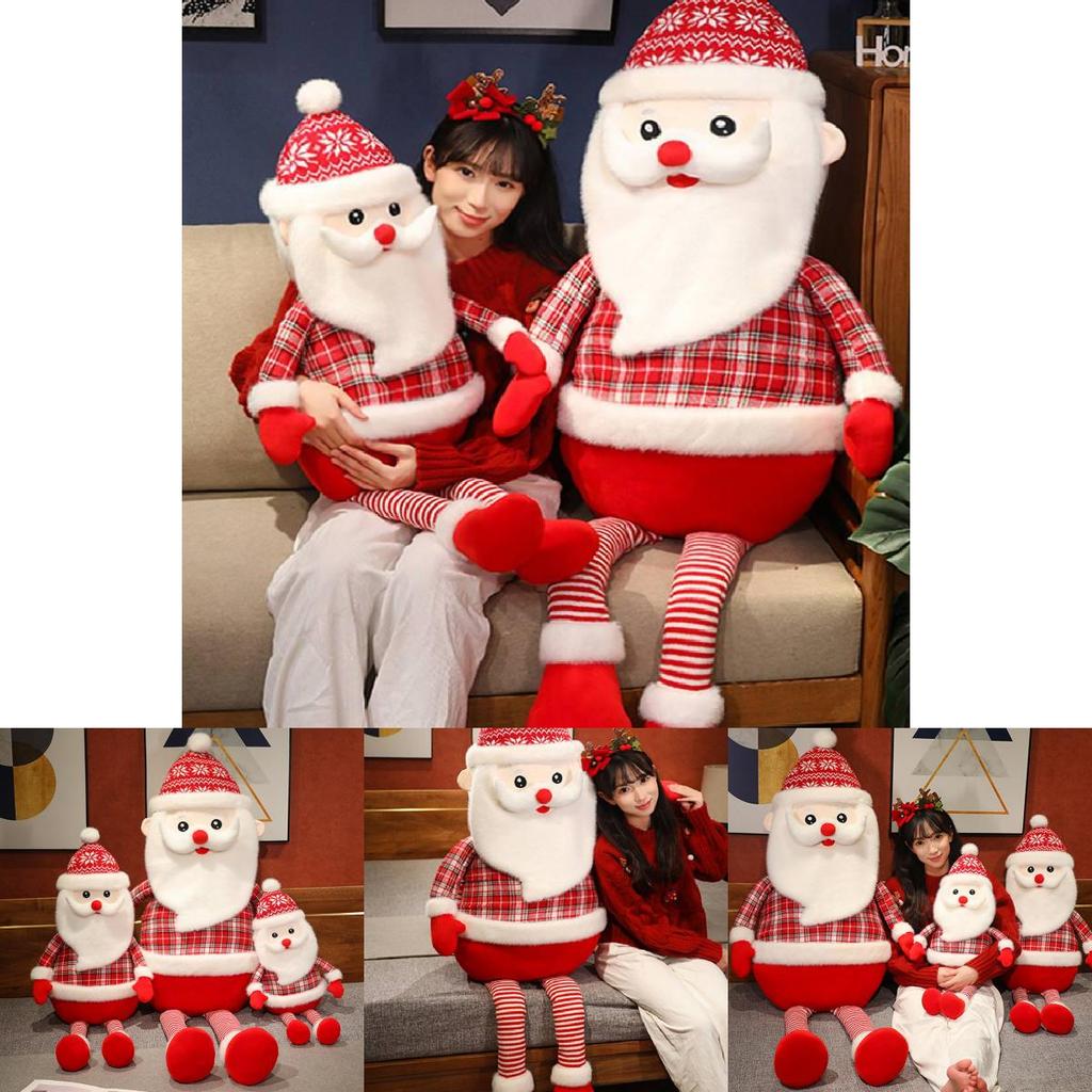Creative Plush Santa Claus Doll With Long Legs Soft Cotton Outfit For Festive Decor