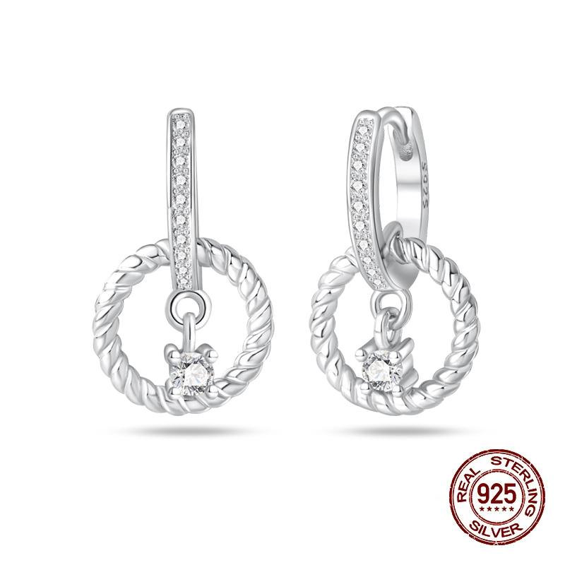 New Earrings for Women 925 Silver Color Star Geometric Entangle Zircon Earrings Fine Wedding Engagement Birthday Jewelry Gifts
