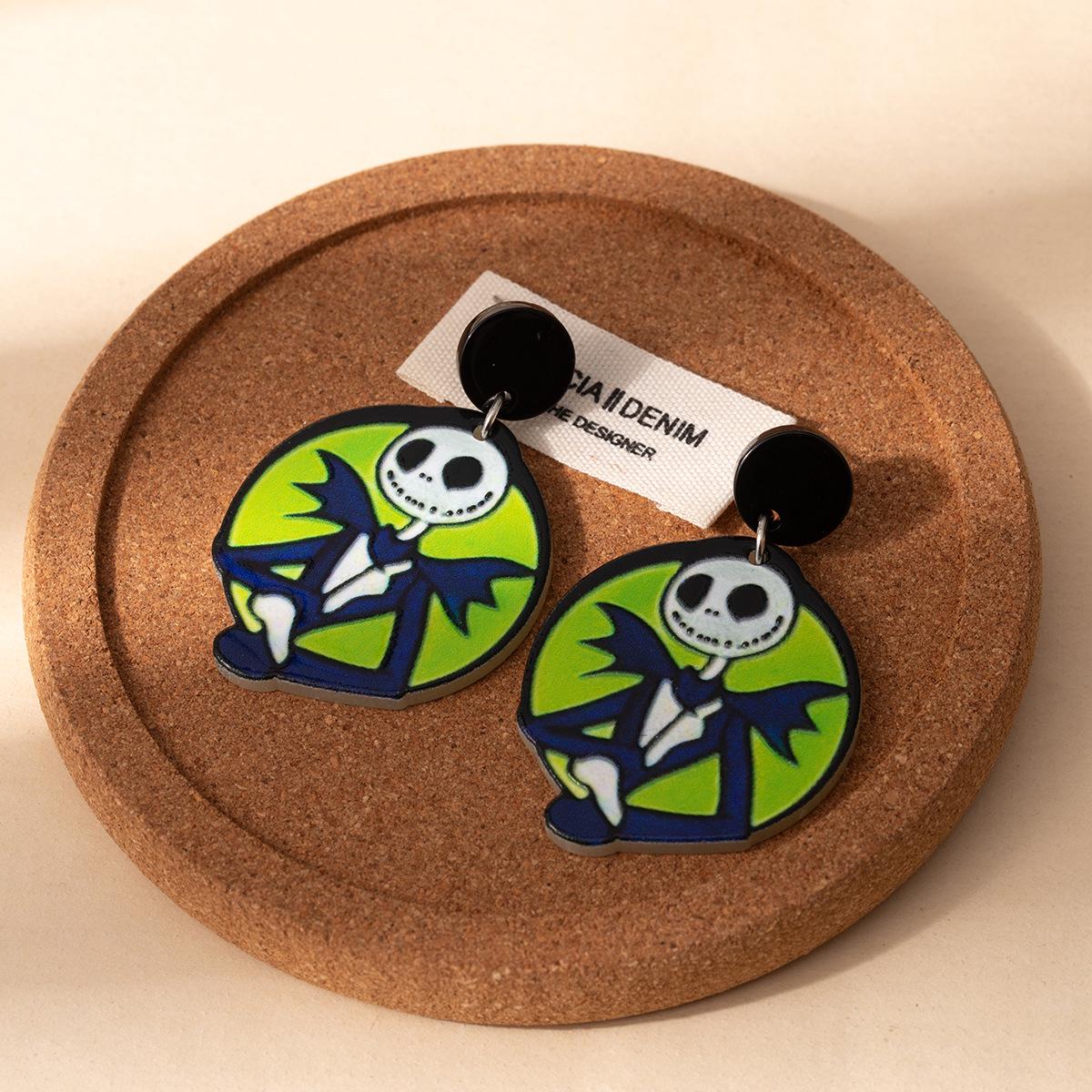 Halloween Luminous Cartoon Earrings: Pumpkin, Ghost  Skull Shaped Acrylic Holiday Accessories