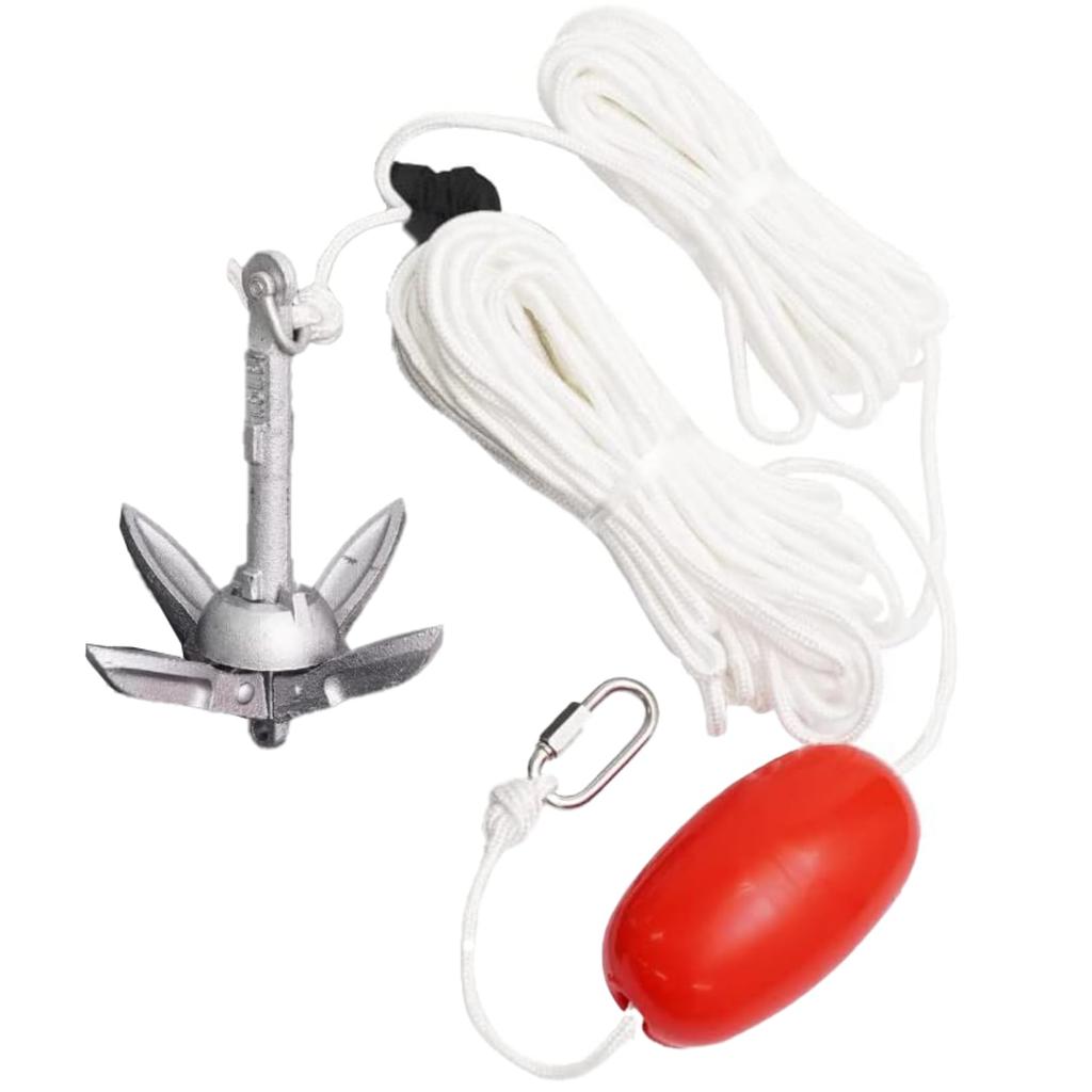 PLEAVIT Boat Anchor, Folding Anchor, Kayak, SUP Boat Anchor, Rope Set, 0.7kg, 20m Rope, and Float