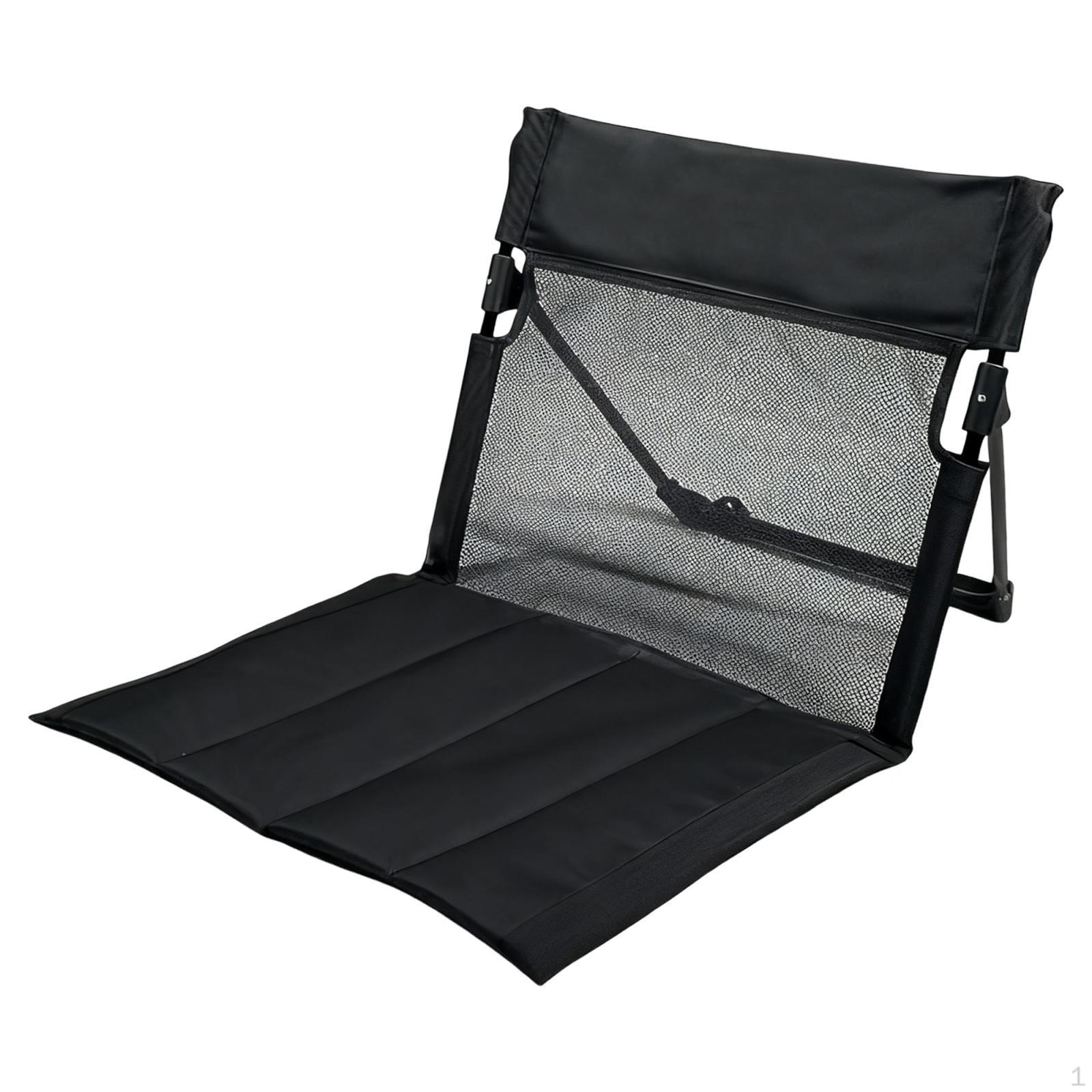 

Camping Chair with Backrest Camp Seat Beach Cushion Lounge Foldable for Park Barbecue чёрный