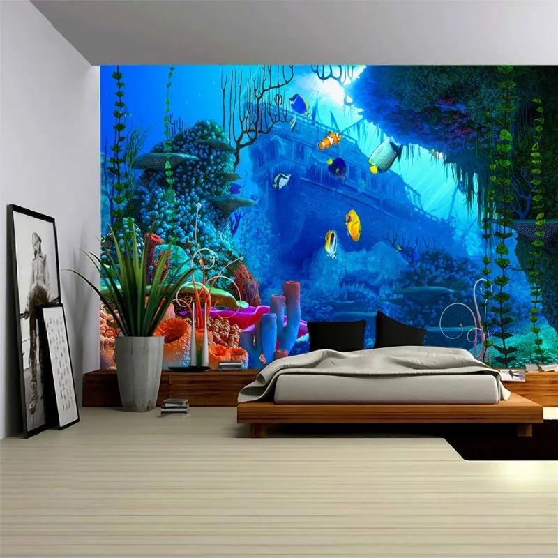 Ocean Art Tapestry Dream Sea World Wall Hanging Bedroom Decor Psychedelic    Curtain Background Room
