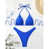 2025 Women White Bikini Chest Padded New Sexy Halter Bikini Two-Piece Set with Drawstring Straps Solid Brazilian Bathing Suit