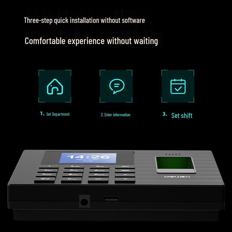 Deli 3960W Fingerprint Time Attendance Machine CN Plug (adapter Included)