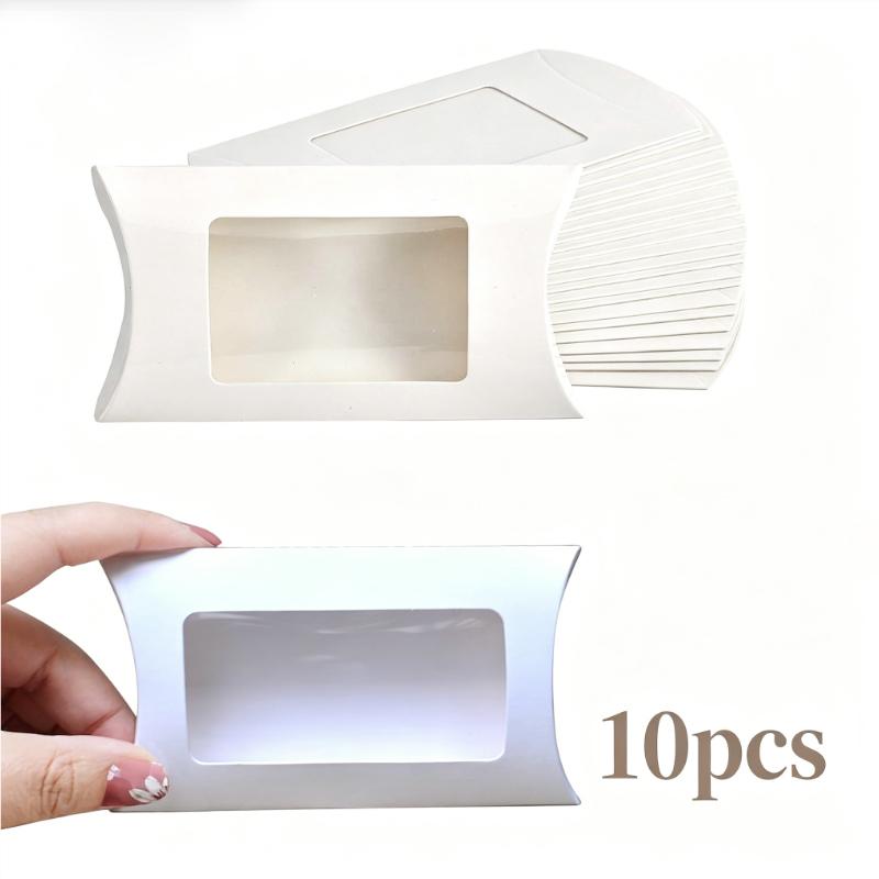 

10pcs Polka Dot Kraft Paper Gift Boxes with Display Window Self-Adhesive for Pastries Wedding And Party Supplies Baking Supplies