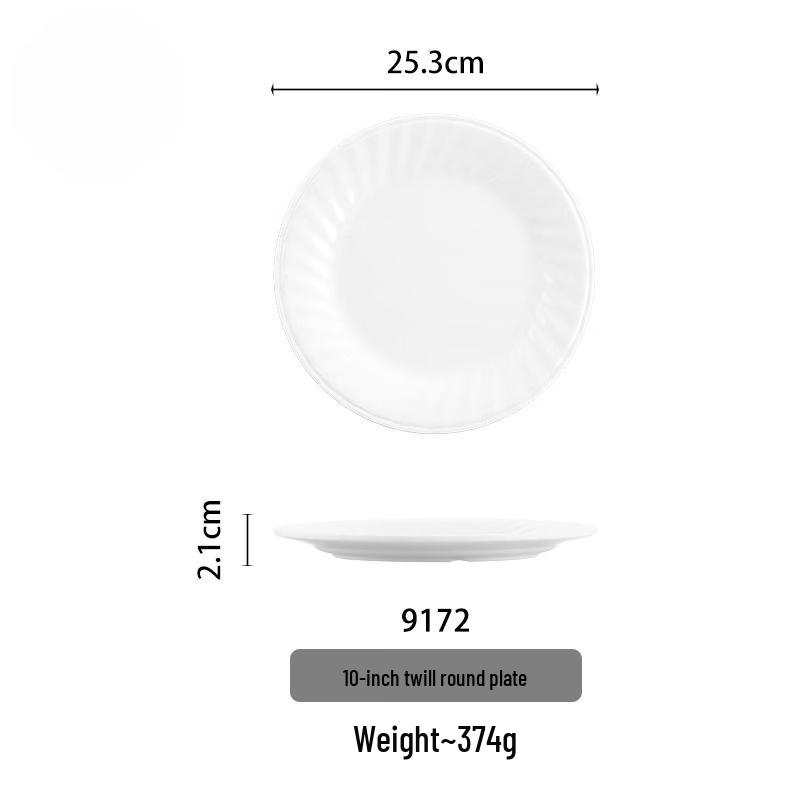 Handun 10-inch White Melamine Round Plate