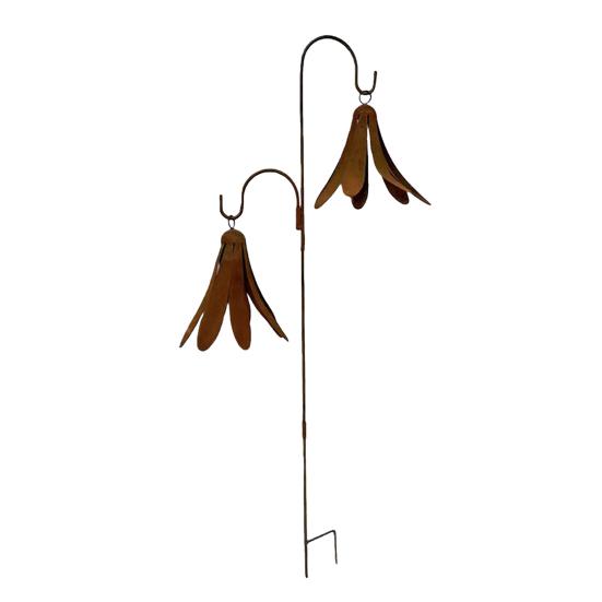 

Dual Bells Garden Stake Rustic Wind Chime Yard Art Outdoor Iron Wind Bell Stake for Lawn Yard Patio Garden Pathway Decor 1pc