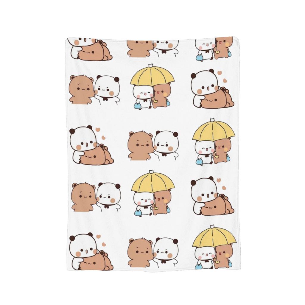 Bubu and Dudu Blanket Velvet Panda And Brownie Bear Couple Warm Throw Blanket for Bedding Couch Bed Rug