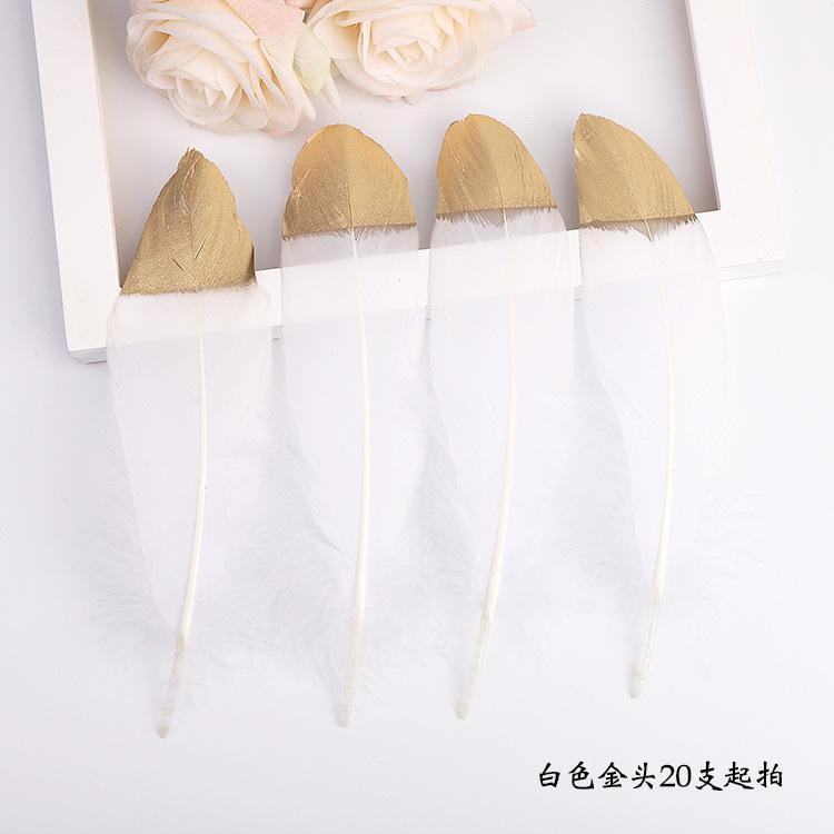 Golden Feather Colored Goose Feather Spray Gold Hard Big Floating Feather Jewelry Accessories Whole Face Semi-Golden Diy Handmade Decoration
