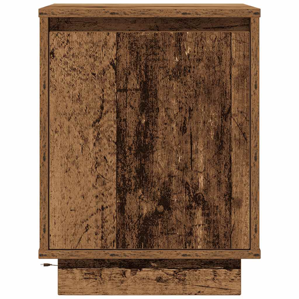 Nightstand with LED Lights Reclaimed Wood Look 38x34x50 cm