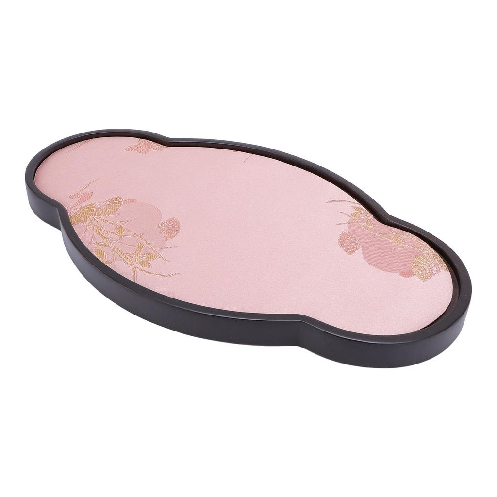 Tea Serving Tray Bambusoideae Irregular Desktop Chinese Tea Pot Tray with Satin Cloth for Home Office Tea House