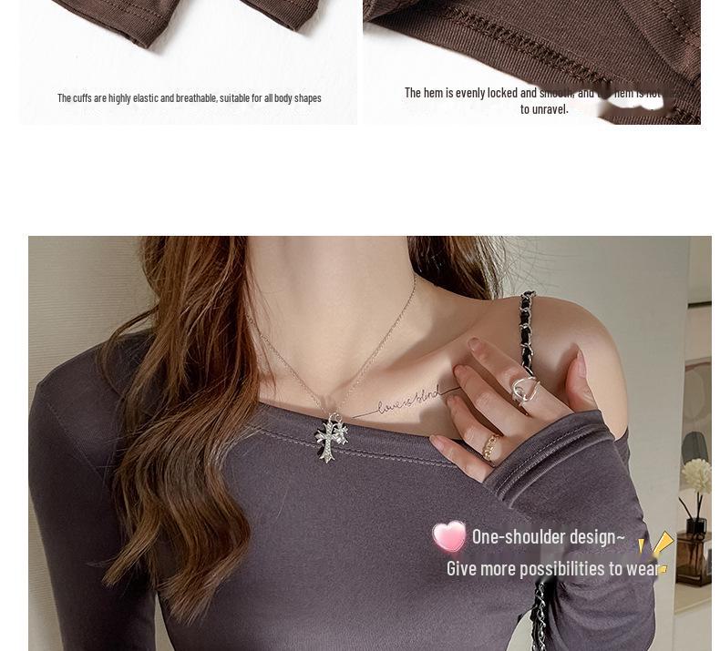 Women's High-End Off-Shoulder Long-Sleeve Stretch Top