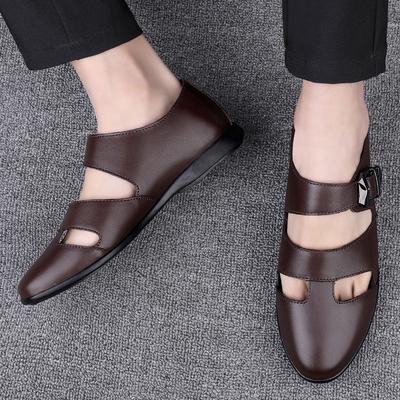 Fashion Breathable Outdoor Sandals for Men New Style Summer Flats Soft Sole Anti-slip Casual Leather Roma Shoes Man Formal Dress Sandals