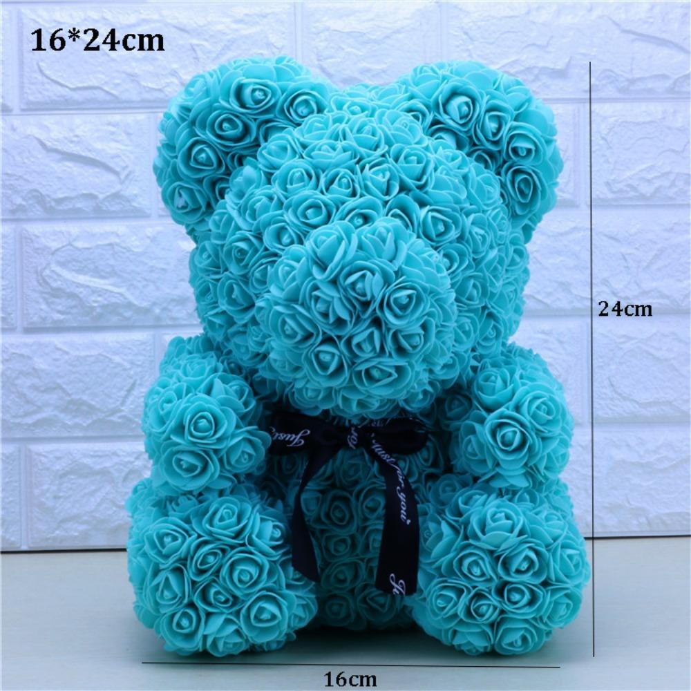 16*24cm Artificial Teddy Rose Multicolors Romantic Valentines Day Gift Girlfriend Women Anniversary Bear Flower Bear