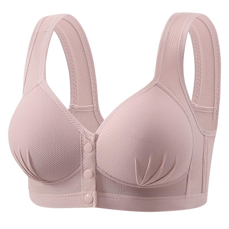 Large Front Open Button Non-magnetic and Steel Ring Thin Breathable Bra, Comfortable and Beautiful Back, Gathered Side Fold Underwear for Women