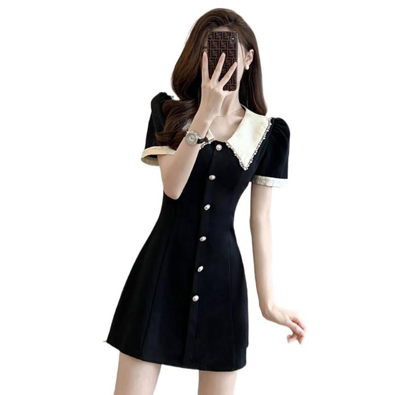 2026 Summer French Hepburn Style Slimming Black Dress for Petite Women