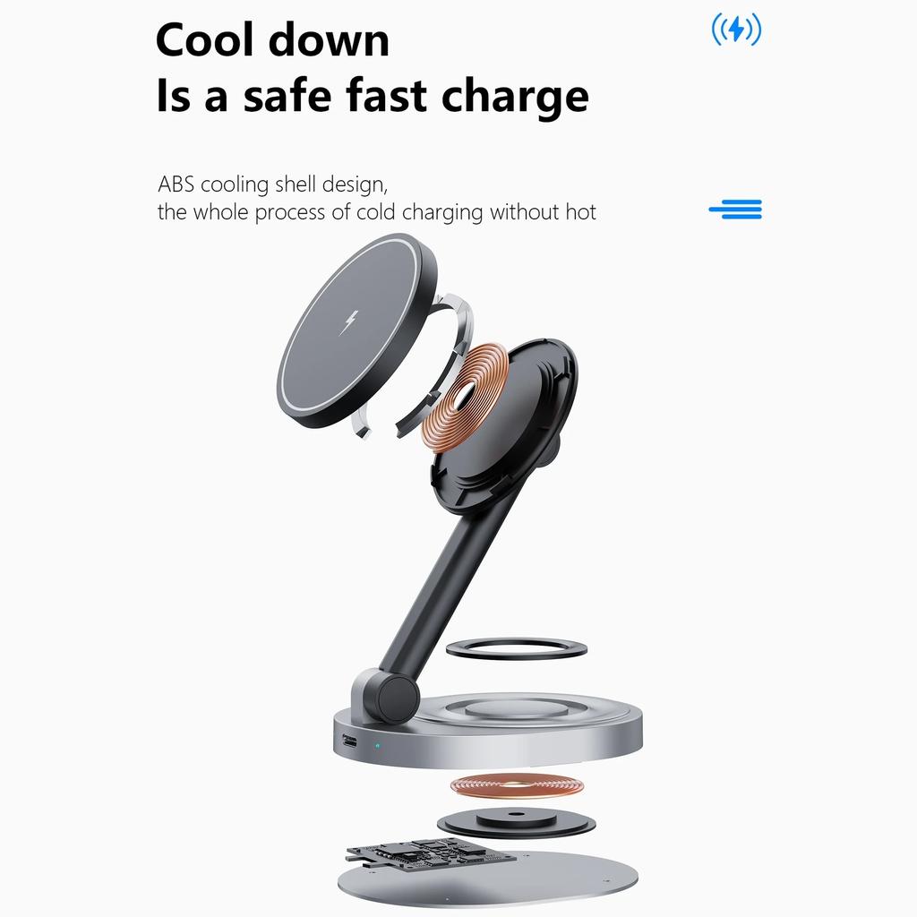 3 In 1 Magnetic Wireless Charger Stand Pad For Magsafe iPhone 16 15 14 13 12 Pro Max  Watch Airpods Fast Charging Station